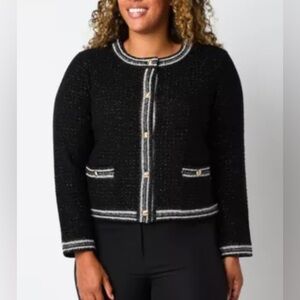 NEW Liz Claiborne Crew Neck Long Sleeve Button Cardigan